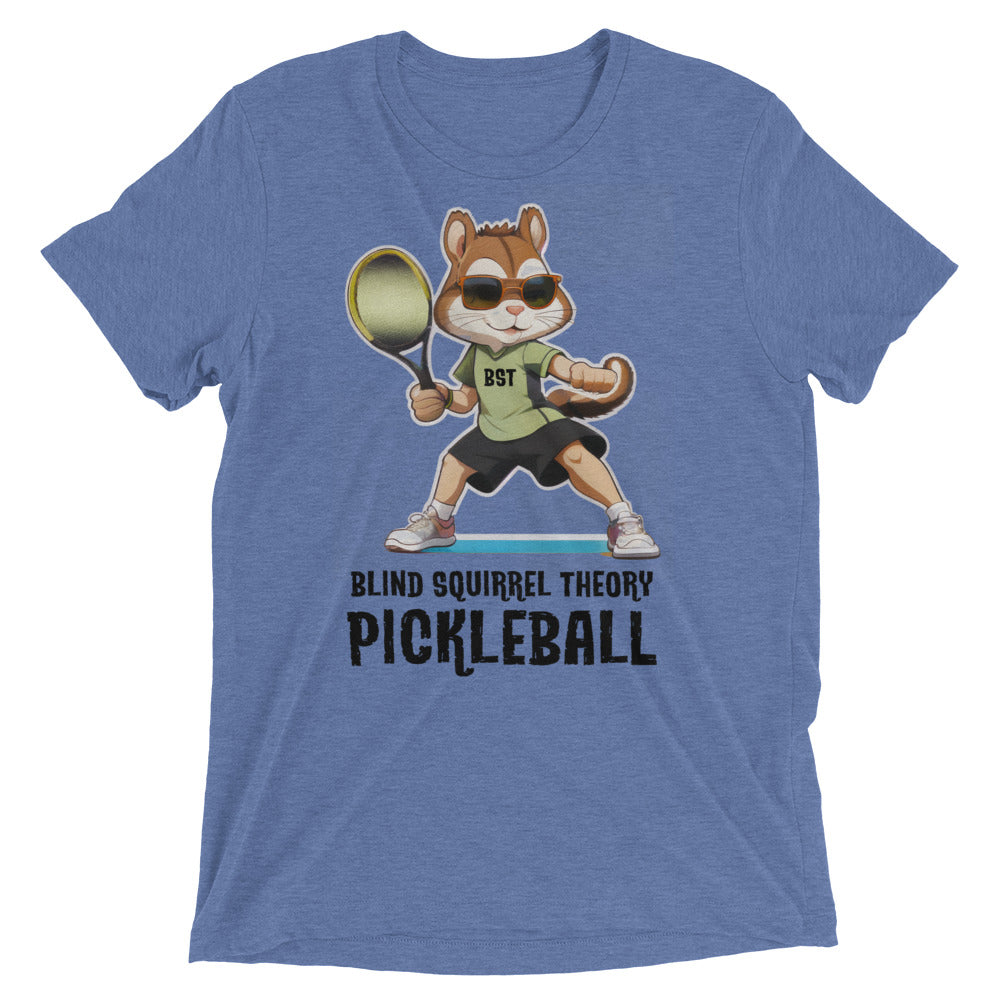 Blue Unisex Triblend T-Shirt with Blind Squirrel Theory Pickleball Logo on Front