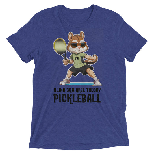 Navy Unisex Triblend T-Shirt with Blind Squirrel Theory Pickleball Logo on Front